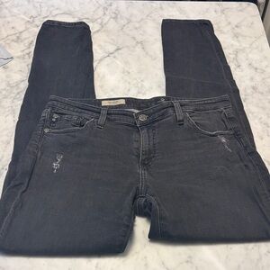AG Women's Distressed Black skinny Jeans